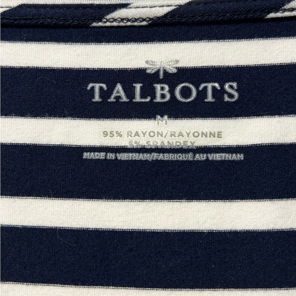 Talbots jersey pullover with deep blue and white stripes - Picture 6 of 7